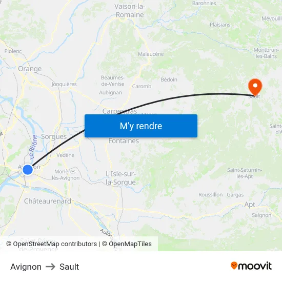 Avignon to Sault map