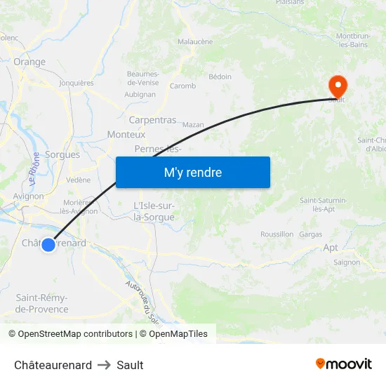 Châteaurenard to Sault map