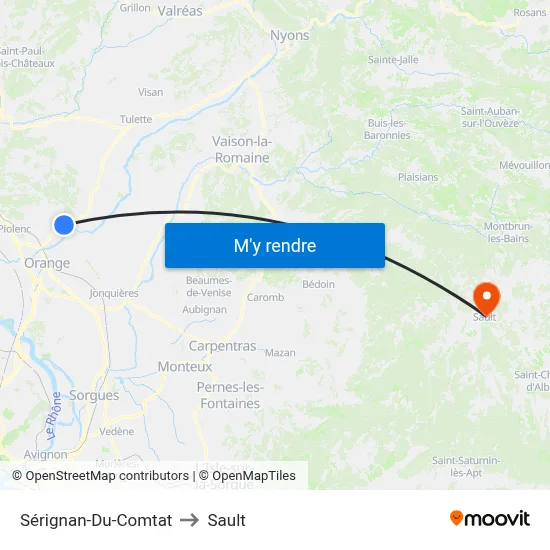 Sérignan-Du-Comtat to Sault map