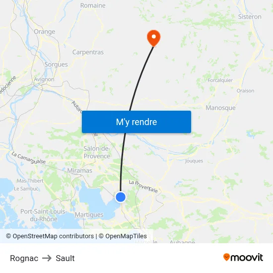 Rognac to Sault map