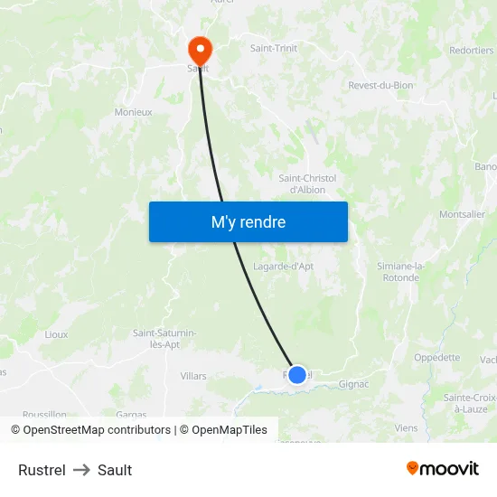 Rustrel to Sault map