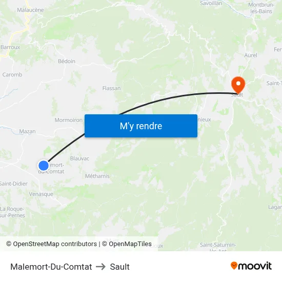 Malemort-Du-Comtat to Sault map