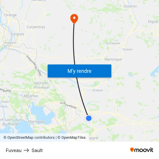 Fuveau to Sault map