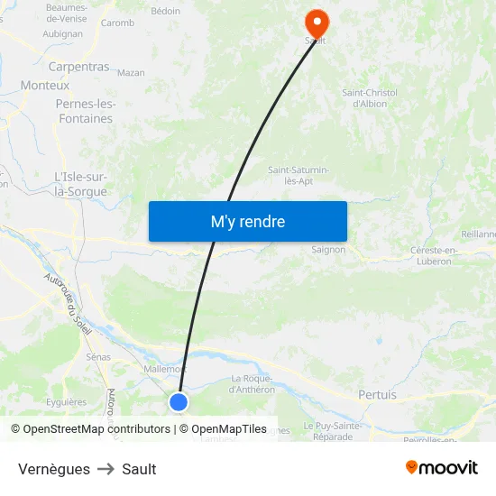 Vernègues to Sault map
