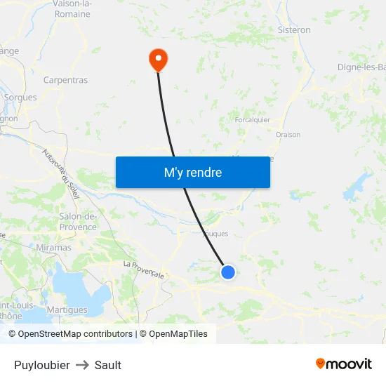 Puyloubier to Sault map