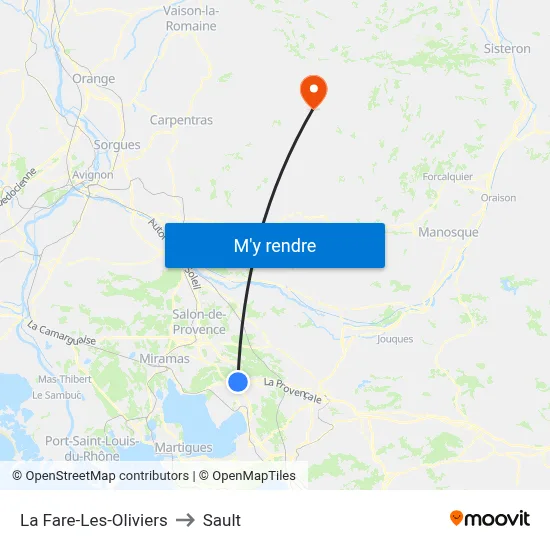 La Fare-Les-Oliviers to Sault map