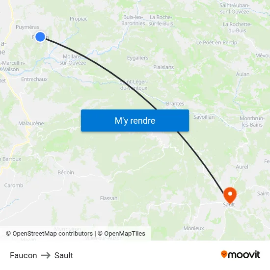 Faucon to Sault map