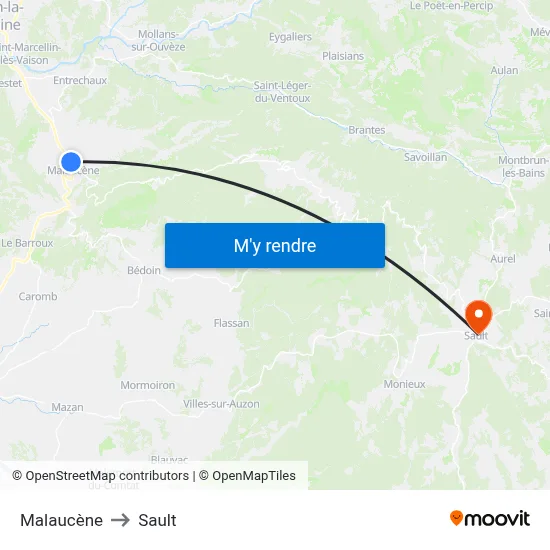 Malaucène to Sault map