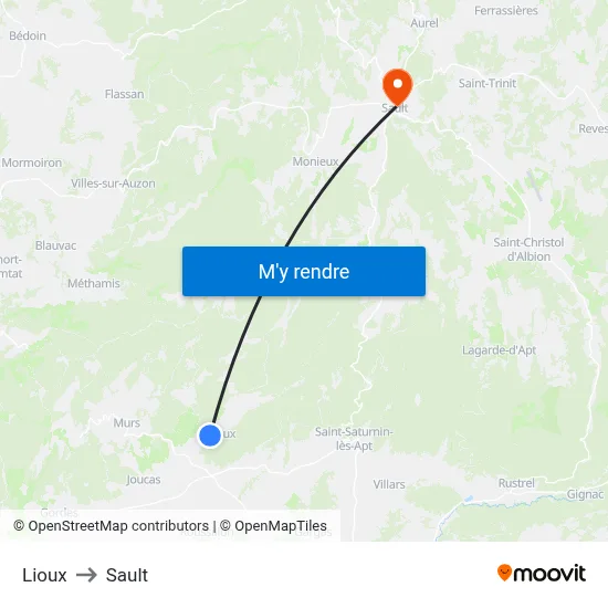 Lioux to Sault map
