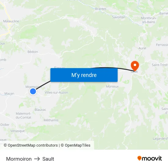 Mormoiron to Sault map
