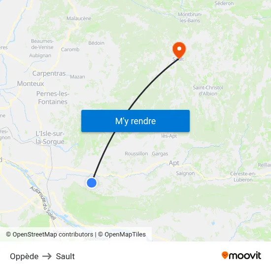 Oppède to Sault map