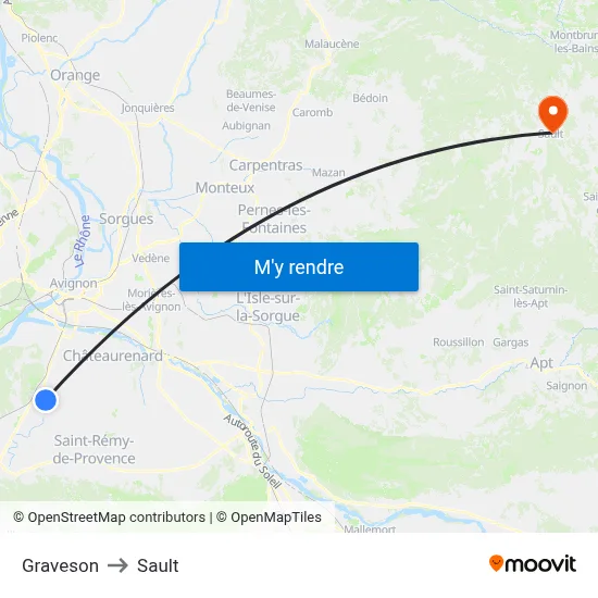 Graveson to Sault map