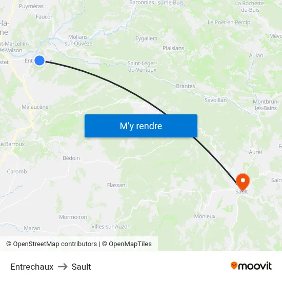 Entrechaux to Sault map
