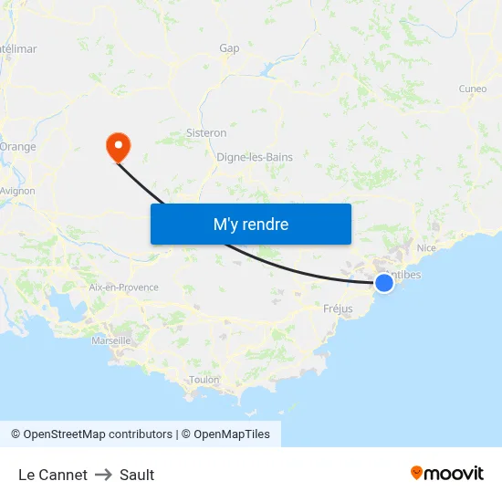 Le Cannet to Sault map