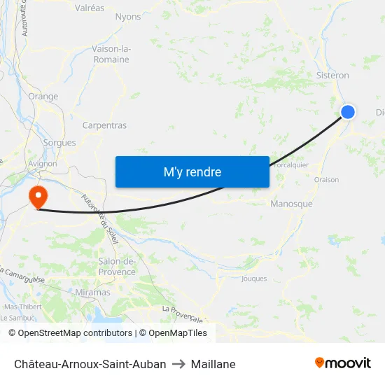 Château-Arnoux-Saint-Auban to Maillane map