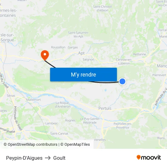 Peypin-D'Aigues to Goult map