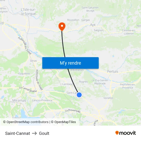 Saint-Cannat to Goult map