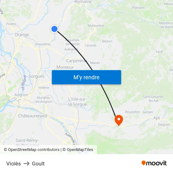 Violès to Goult map