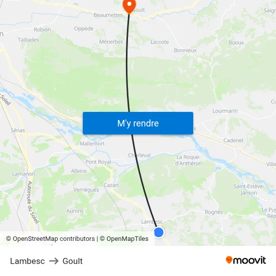 Lambesc to Goult map