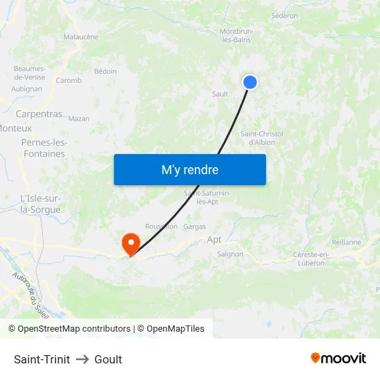 Saint-Trinit to Goult map