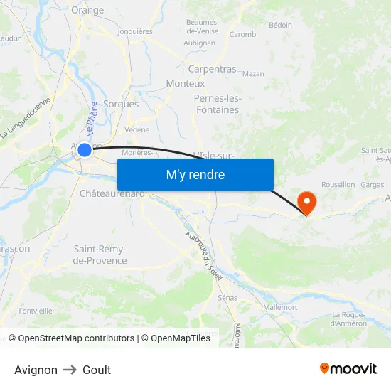 Avignon to Goult map