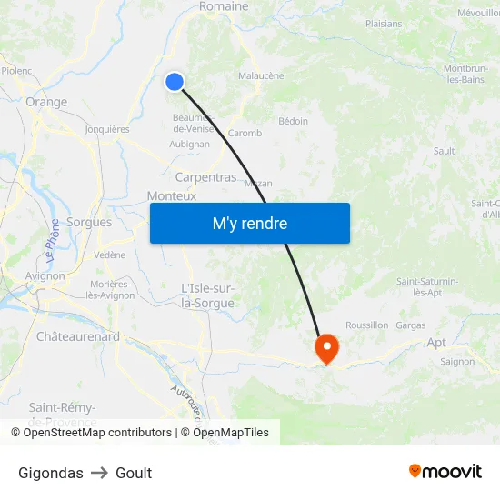Gigondas to Goult map
