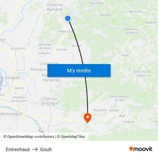 Entrechaux to Goult map