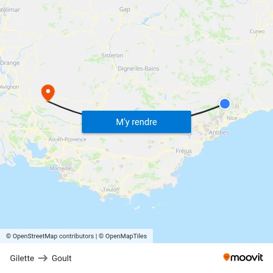 Gilette to Goult map