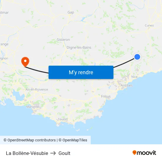 La Bollène-Vésubie to Goult map