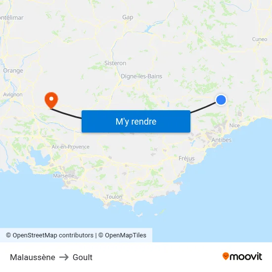 Malaussène to Goult map