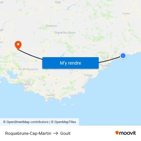 Roquebrune-Cap-Martin to Goult map