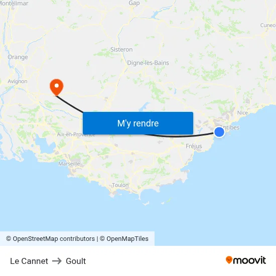 Le Cannet to Goult map