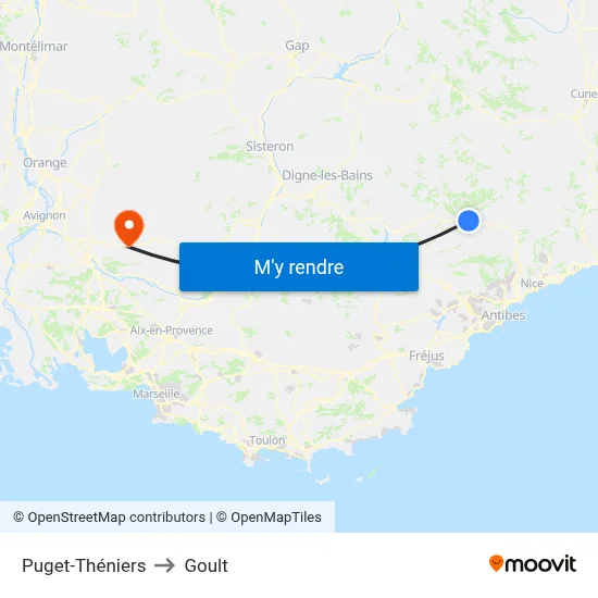 Puget-Théniers to Goult map