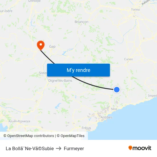 La Bollã¨Ne-Vã©Subie to Furmeyer map