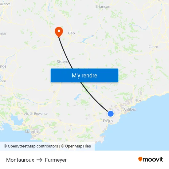 Montauroux to Furmeyer map