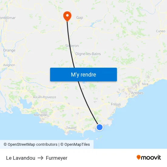 Le Lavandou to Furmeyer map