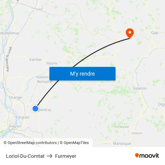 Loriol-Du-Comtat to Furmeyer map