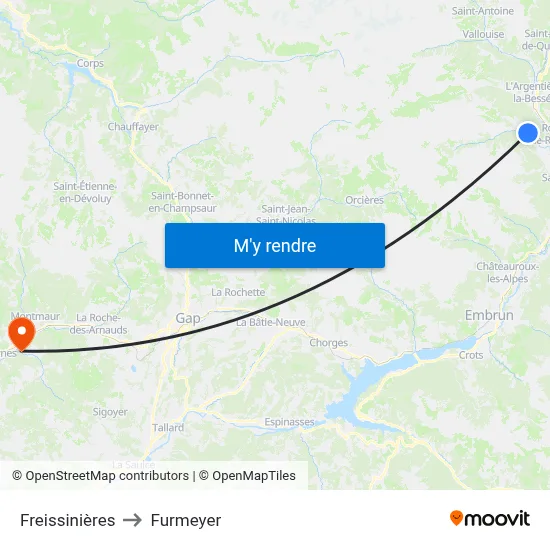 Freissinières to Furmeyer map