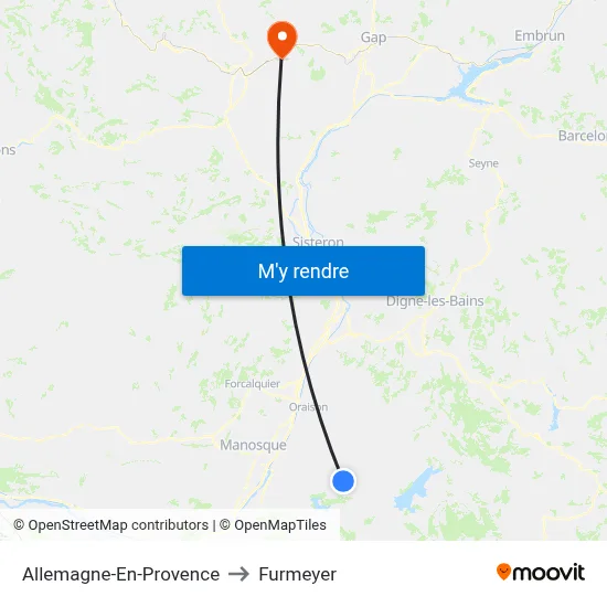 Allemagne-En-Provence to Furmeyer map