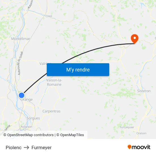 Piolenc to Furmeyer map