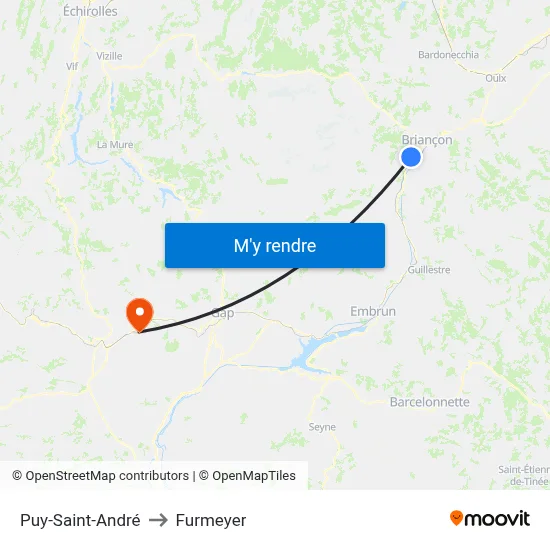 Puy-Saint-André to Furmeyer map