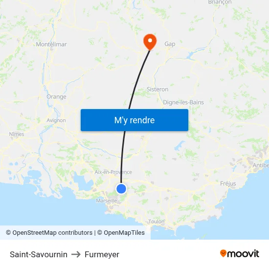 Saint-Savournin to Furmeyer map