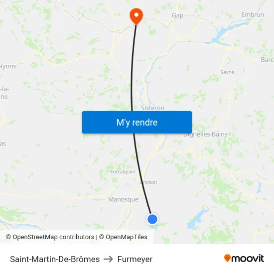 Saint-Martin-De-Brômes to Furmeyer map