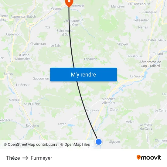 Thèze to Furmeyer map