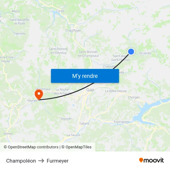 Champoléon to Furmeyer map