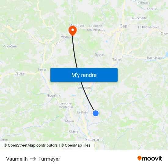 Vaumeilh to Furmeyer map