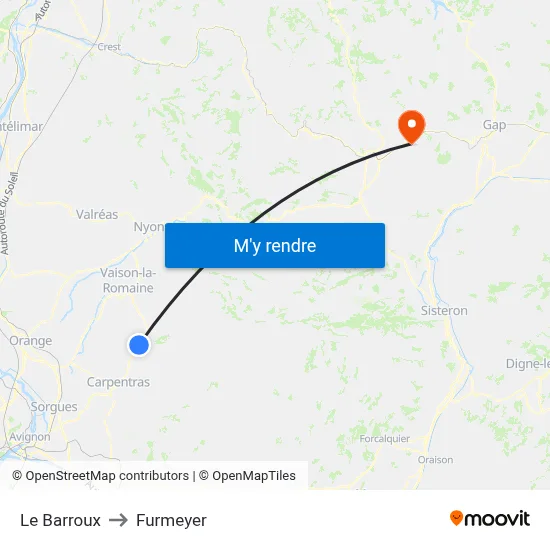 Le Barroux to Furmeyer map