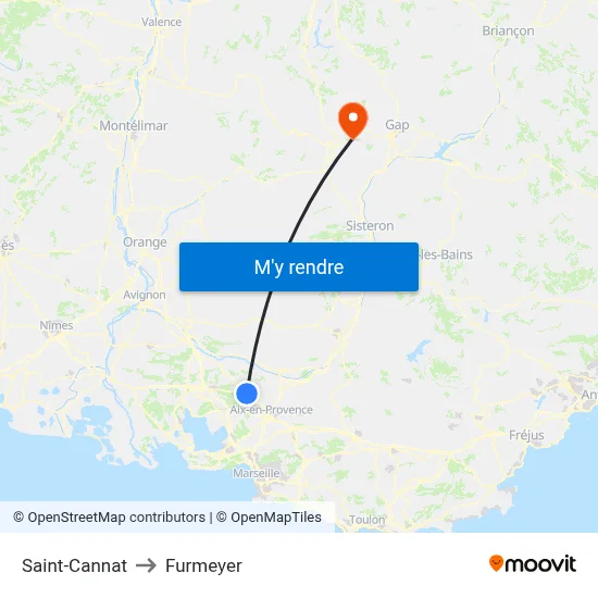 Saint-Cannat to Furmeyer map