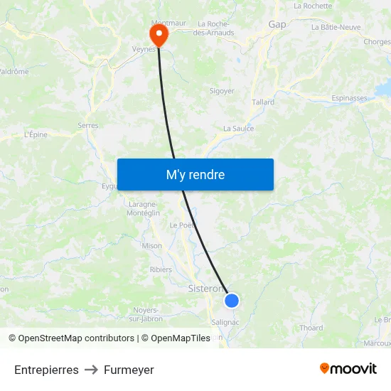 Entrepierres to Furmeyer map