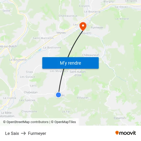 Le Saix to Furmeyer map
